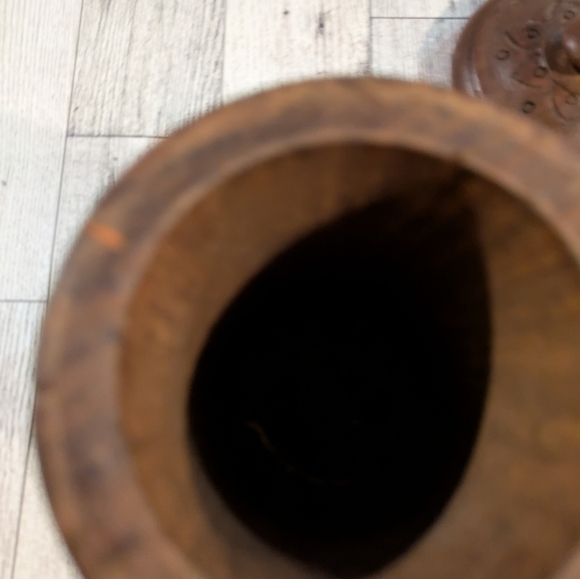 Carved Wooden Floral Jar Made In India - Picture 4 of 6